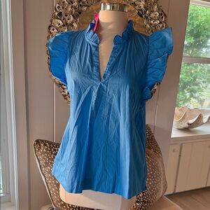 Lilly Pulitzer Vibrant Blue Ruffle Blouse